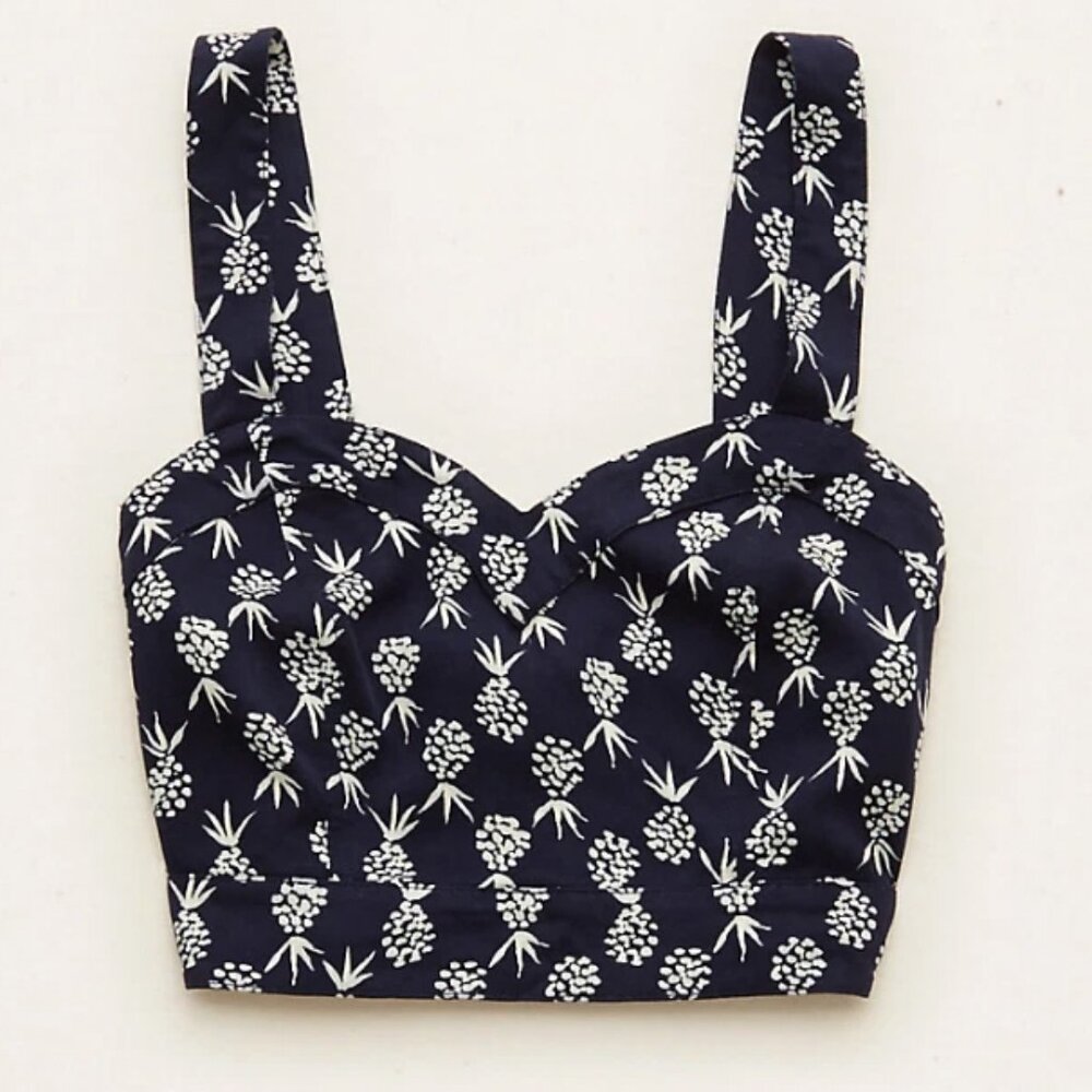 Aerie Navy Pineapple Print Bralette Crop Top Size Medium